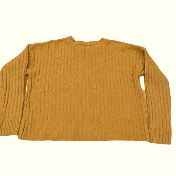 SO Gold Ribbed Cropped Slouchy Sweater M - Picture 3 of 9